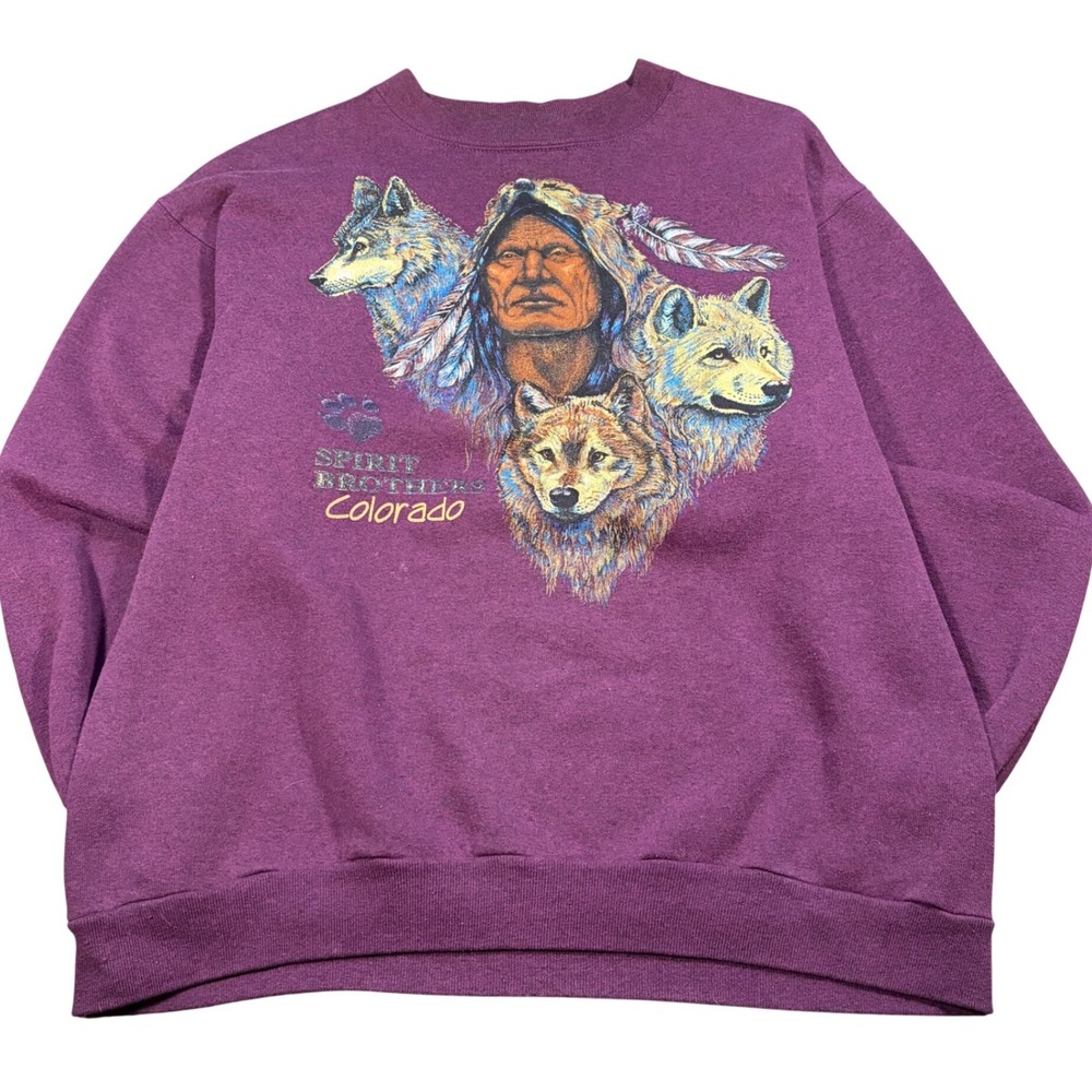 Vintage‎ Tee Jays Spirit Brothers Colorado Wolf Sweatshirt Maroon Mens Large USA
